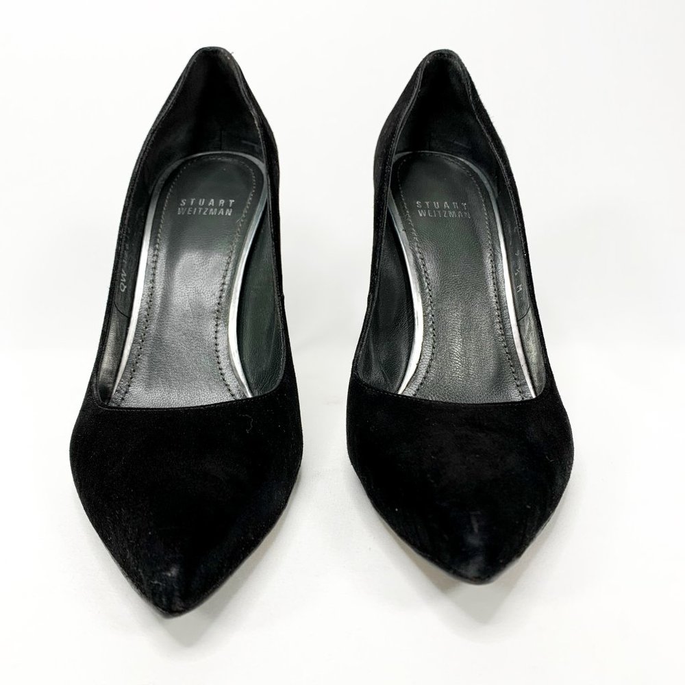 STUART WEITZMAN Nouveau Black Suede Pointed Pumps - Picture 4 of 8